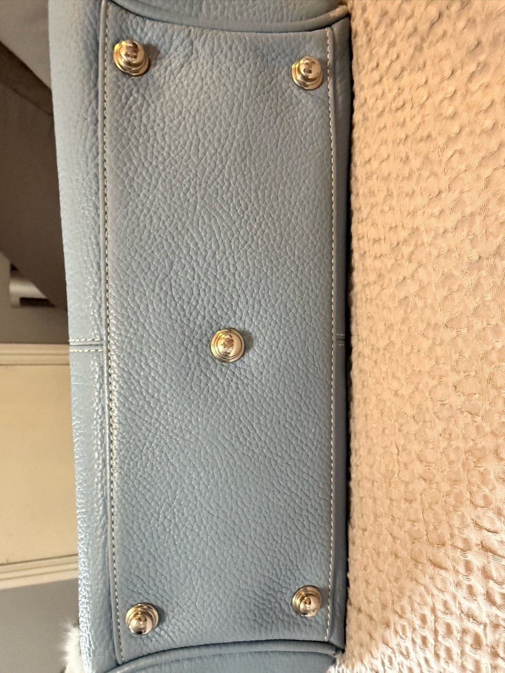 Vintage Dooney & Bourke Powder Blue Pebble All Weather Leather (AWL) 2 Satchel - Picture 4 of 11